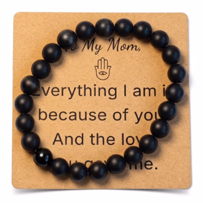 Matte Black Agate & Obsidian Bracelet - Natural Gemstone Jewelry Gift