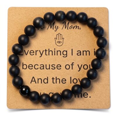 Matte Black Agate & obsidian Bracelet for Mom Gift - Natural Gemstone Jewelry