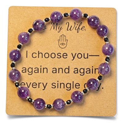 Amethyst Bracelet for Wife Gift - Natural Gemstone Jewelry