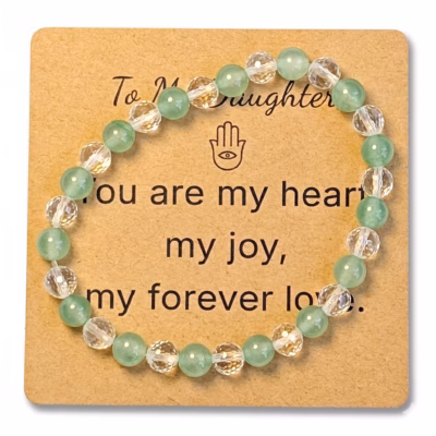 Aventurine & Faceted Clear Quartz Bracelet - Natural Gemstone Jewelry Gift