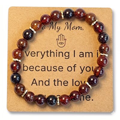 Orange Garnet Bracelet for Mom Gift - Natural Gemstone Jewelry