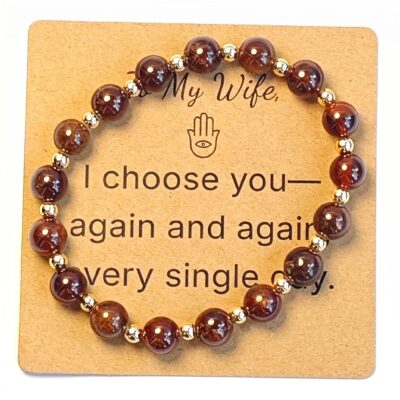 Orange Garnet Bracelet for Wife Gift - Natural Gemstone Jewelry
