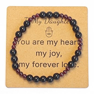 Obsidian & Garnet Bracelet - Natural Gemstone Jewelry Gift