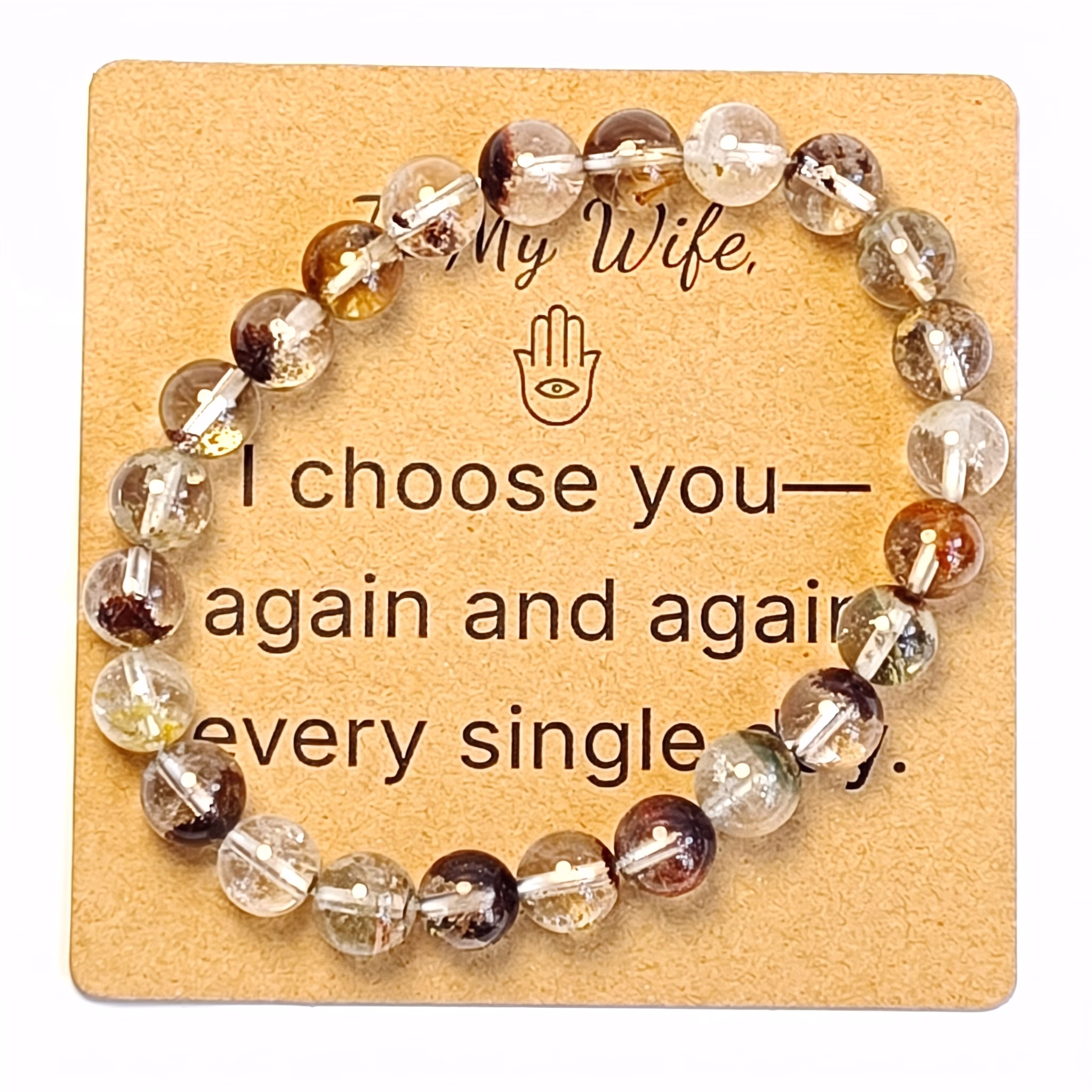 Green Phantom Quartz Bracelet - Natural Gemstone Jewelry Gift
