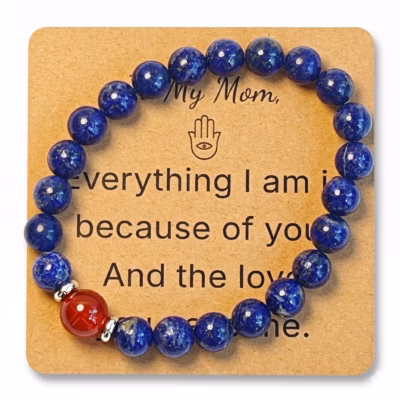Lapis Lazuli & Red Agate Bracelet - Natural Gemstone Jewelry Gift