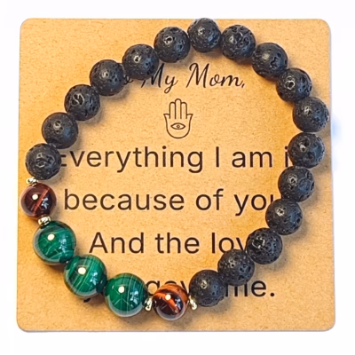 Malachite & Red Tiger Eye Bracelet - Natural Gemstone Jewelry Gift