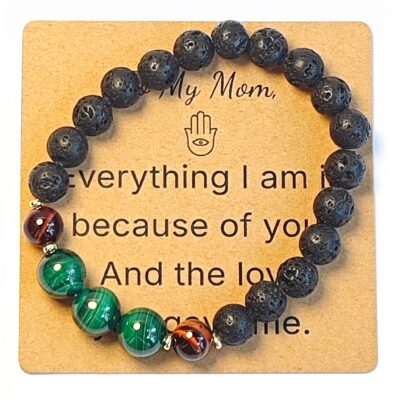 Malachite & Red Tiger Eye Bracelet for Mom Gift - Natural Gemstone Jewelry