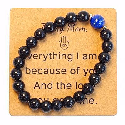 Lapis Lazuli & Obsidian Bracelet - Natural Gemstone Jewelry Gift