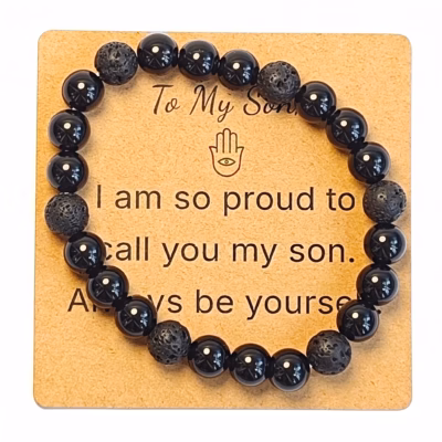 Obsidian & Lava Stone Bracelet - Natural Gemstone Jewelry Gift