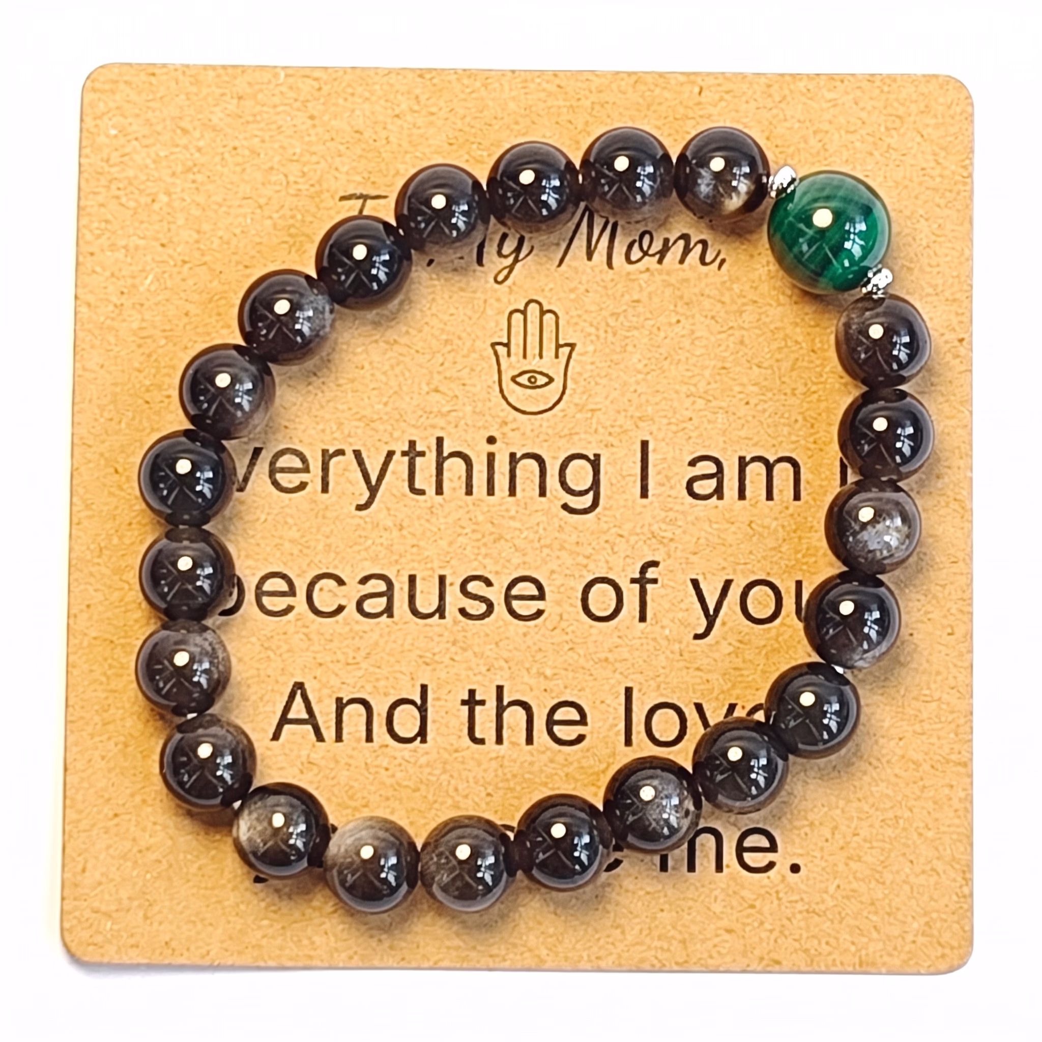 Malachite & Obsidian Bracelet - Natural Gemstone Jewelry Gift