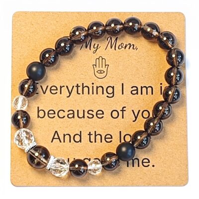 Citrine & Matte Black Agate Bracelet for Mom Gift - Natural Gemstone Jewelry