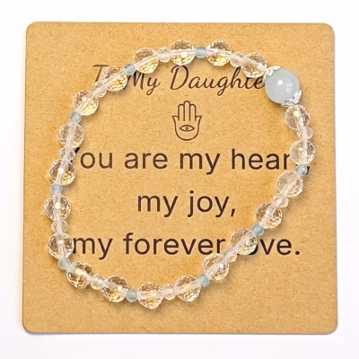 Aquamarine & Faceted Clear Quartz Bracelet - Natural Gemstone Jewelry Gift