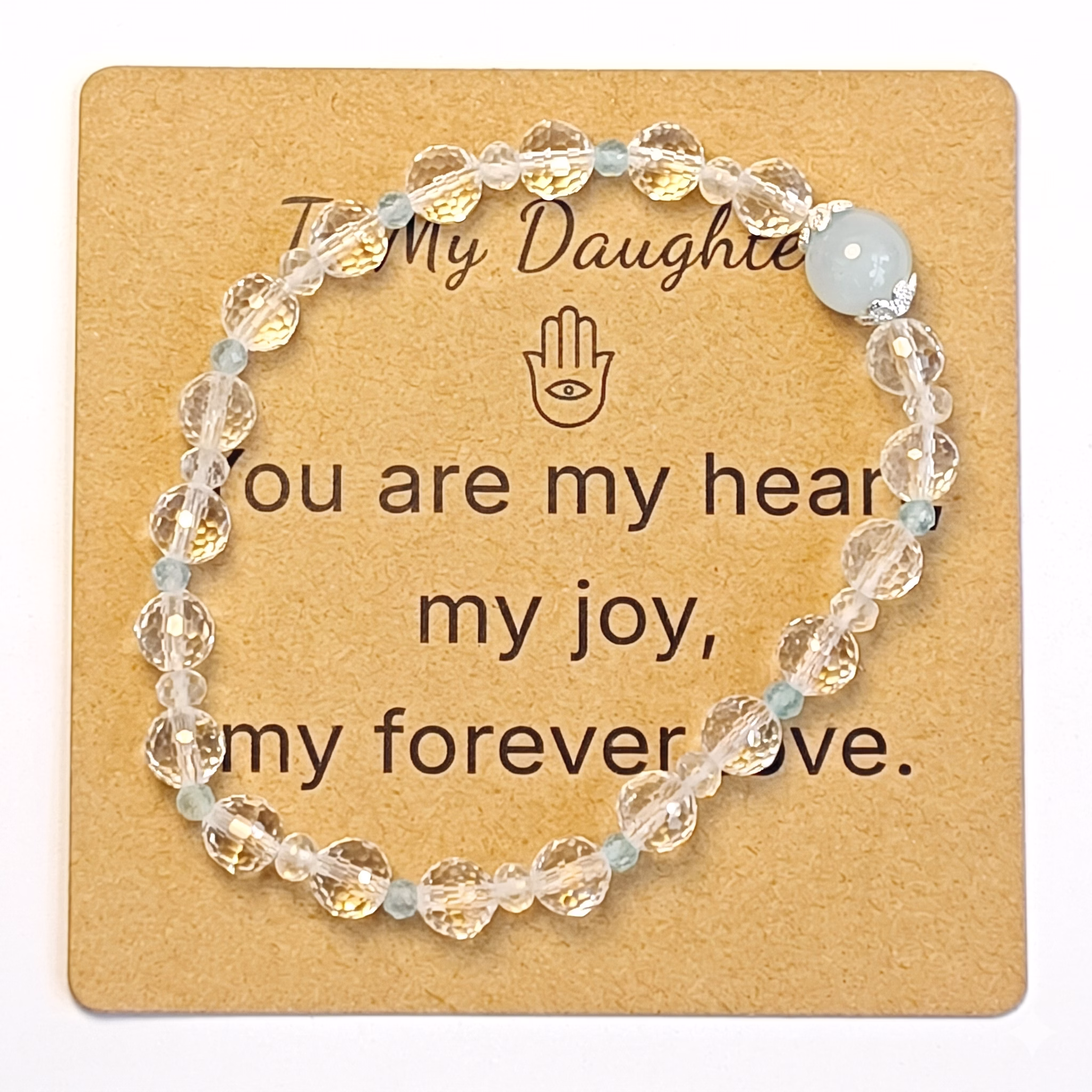 Aquamarine & Faceted Clear Quartz Bracelet - Natural Gemstone Jewelry Gift