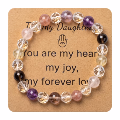 Smoky Quartz & Amethyst Bracelet - Natural Gemstone Jewelry Gift