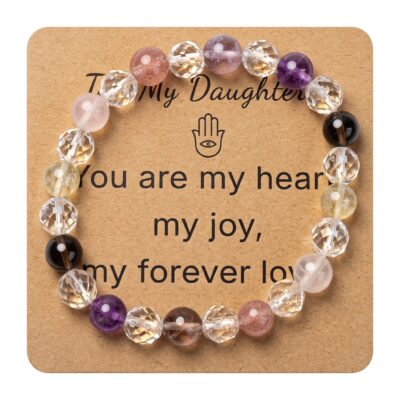 Smoky Quartz & Amethyst Bracelet - Natural Gemstone Jewelry Gift
