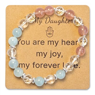 Aquamarine & Clear Quartz Bracelet - Natural Gemstone Jewelry Gift