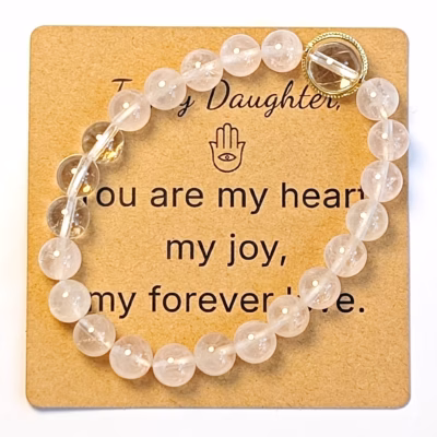 Clear Quartz & Rose Quartz Bracelet - Natural Gemstone Jewelry Gift