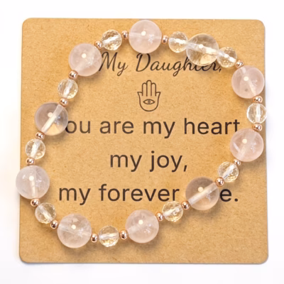 Rose Quartz & Clear Quartz Bracelet - Natural Gemstone Jewelry Gift