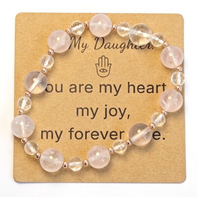 Rose Quartz & Clear Quartz Bracelet - Natural Gemstone Jewelry Gift