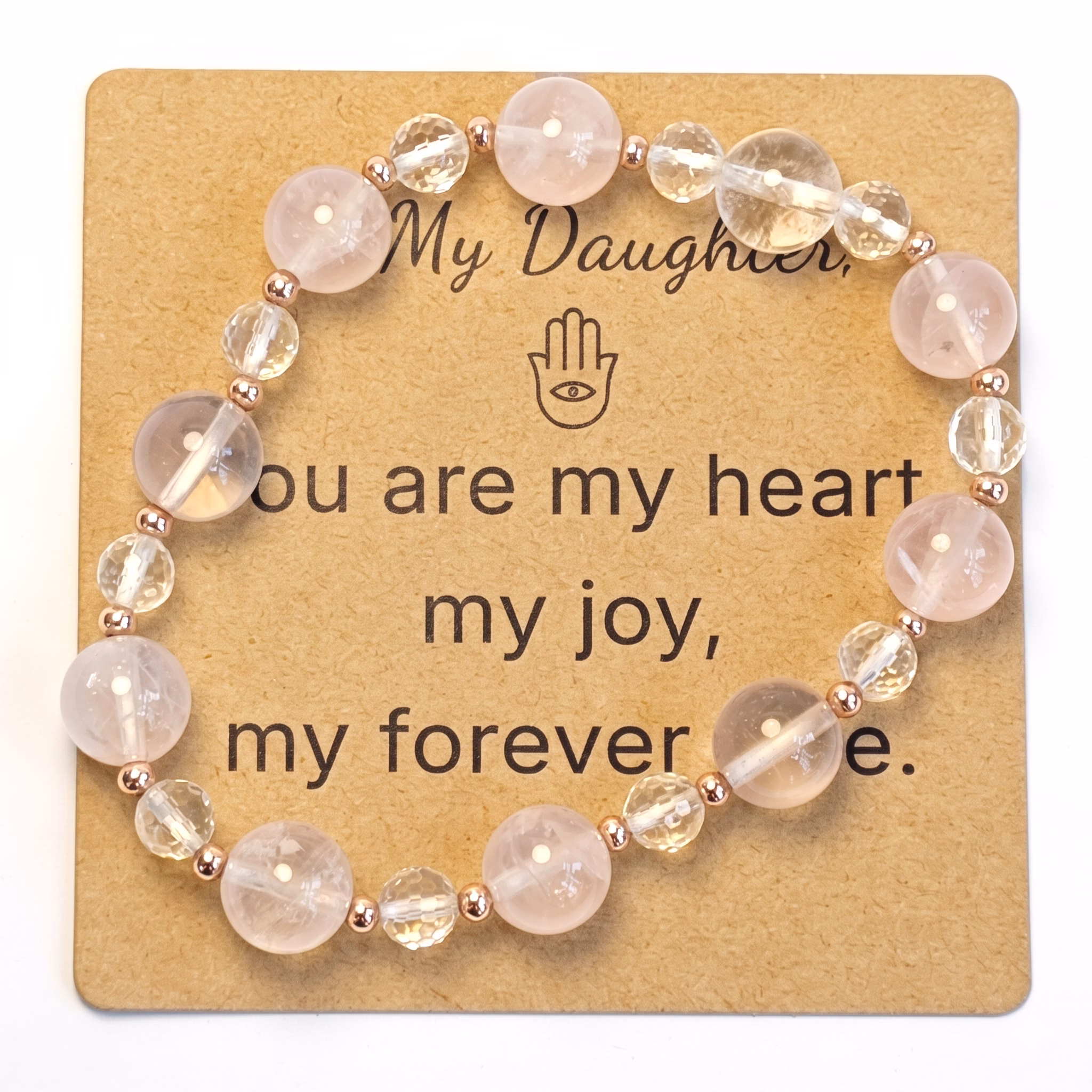 Rose Quartz & Clear Quartz Bracelet - Natural Gemstone Jewelry Gift