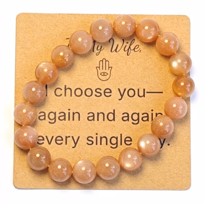 Orange Moonstone Bracelet - Natural Gemstone Jewelry Gift