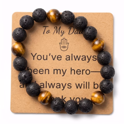 Tiger Eye & Lava Stone Bracelet - Natural Gemstone Jewelry Gift