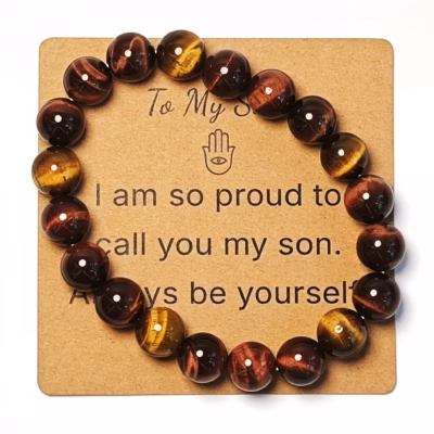Red Tiger Eye & Tiger Eye Bracelet - Natural Gemstone Jewelry Gift
