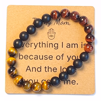 Tiger Eye & Red Tiger Eye Bracelet - Natural Gemstone Jewelry Gift