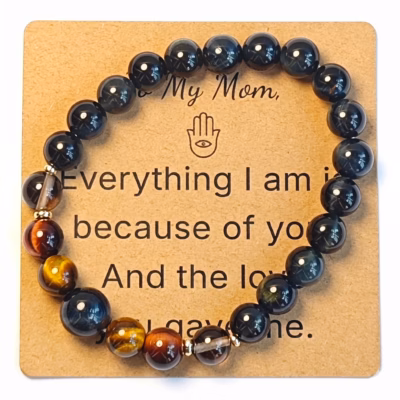 Blue Tiger Eye & Red Tiger Eye Bracelet - Natural Gemstone Jewelry Gift