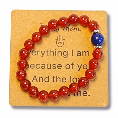 Carnelian & Lapis Lazuli Bracelet - Natural Gemstone Jewelry Gift