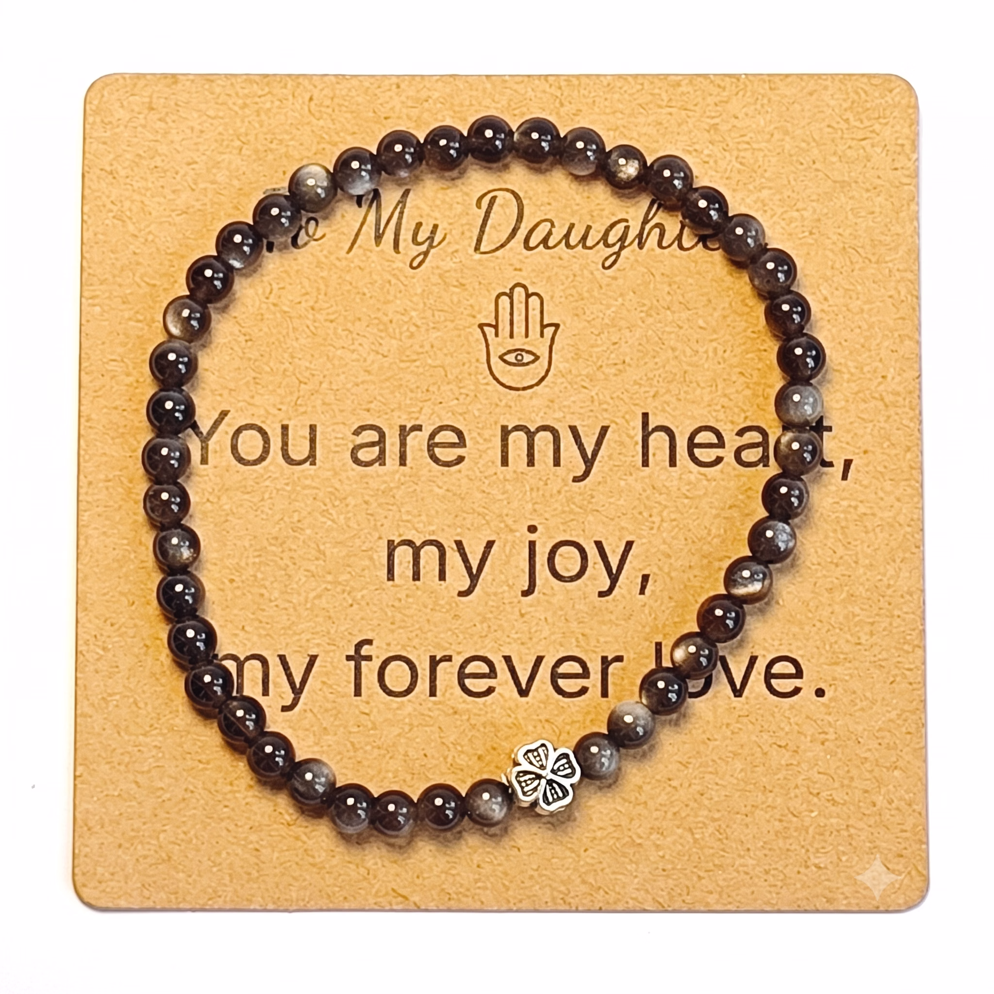 Silver Obsidian Bracelet - Natural Gemstone Jewelry Gift
