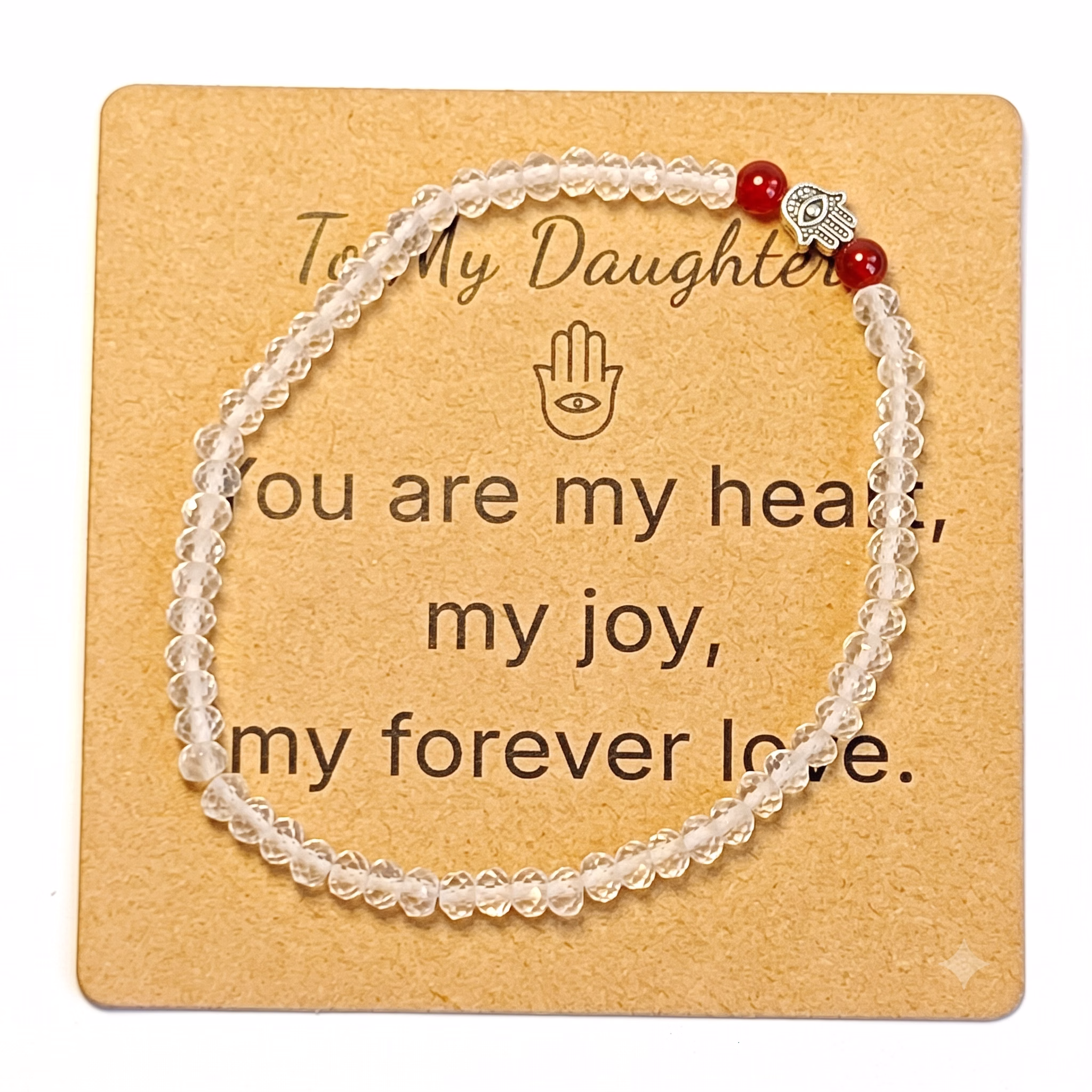 Faceted Clear Quartz & Carnelian Bracelet - Natural Gemstone Jewelry Gift