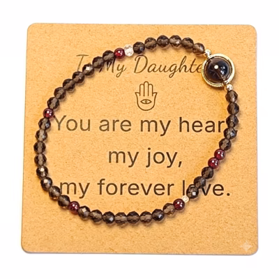Smoky Quartz & Garnet Bracelet - Natural Gemstone Jewelry Gift