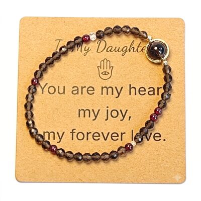 Smoky Quartz & Garnet Bracelet - Natural Gemstone Jewelry Gift