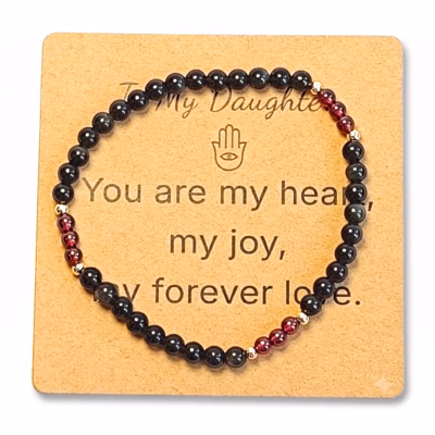 Rainbow Obsidian & Garnet Bracelet - Natural Gemstone Jewelry Gift