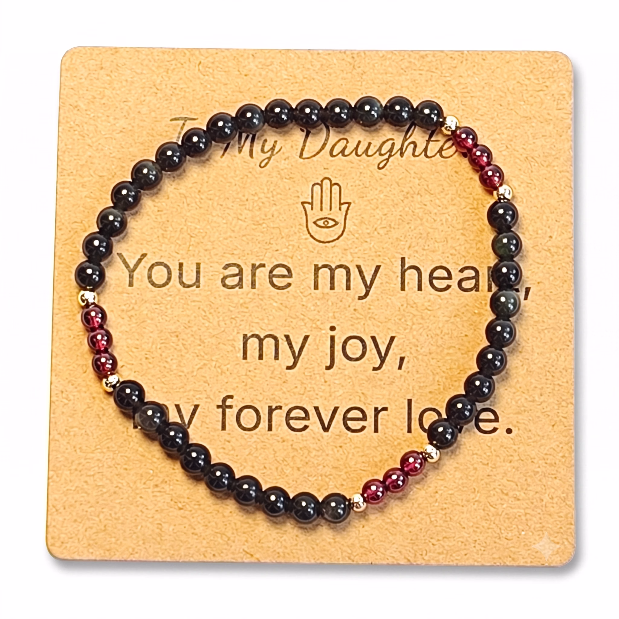 Rainbow Obsidian & Garnet Bracelet - Natural Gemstone Jewelry Gift