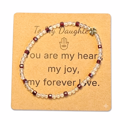 Clear Quartz & Garnet Bracelet - Natural Gemstone Jewelry Gift