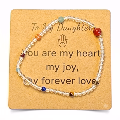Clear Quartz & Garnet Bracelet - Natural Gemstone Jewelry Gift