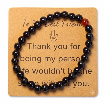 Obsidian & Carnelian Bracelet for Best Friend Gift - Natural Gemstone Jewelry