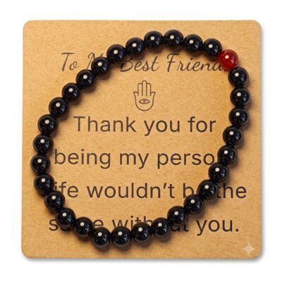 Obsidian & Carnelian Bracelet for Best Friend Gift - Natural Gemstone Jewelry
