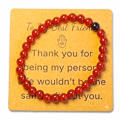 Carnelian & Obsidian Bracelet for Best Friend Gift - Natural Gemstone Jewelry