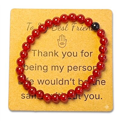 Carnelian & Obsidian Bracelet for Best Friend Gift - Natural Gemstone Jewelry