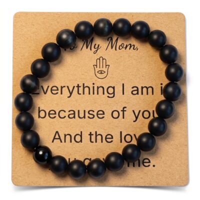 Matte Black Agate & obsidian Bracelet for Mom Gift – Natural Gemstone Jewelry
