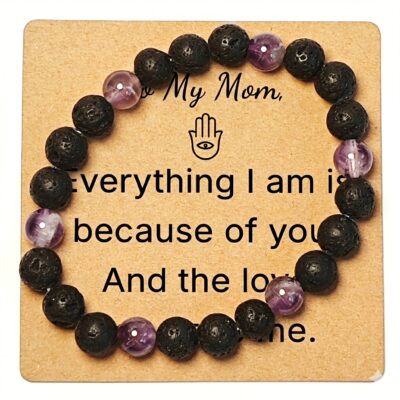 Amethyst & Lava Stone Bracelet Gift for Mom