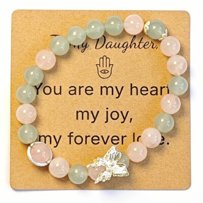 Aventurine & Rose Quartz Bracelet for Daughter Gift – Natural Gemstone Jewelry