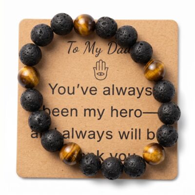 Tiger Eye & Lava Stone Bracelet Gift for Dad