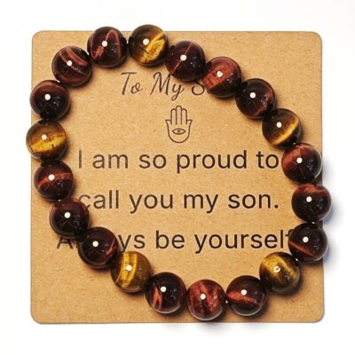 To My Son Red Tiger Eye & Tiger Eye Bracelet