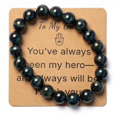 Blue Tiger Eye Bracelet for Dad Gift – Natural Gemstone Jewelry