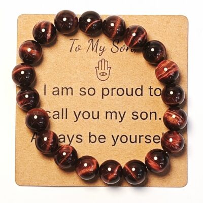 Red Tiger Eye Bracelet for Son Gift – Natural Gemstone Jewelry