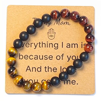 Tiger Eye & Red Tiger Eye Bracelet for Mom Gift – Natural Gemstone Jewelry